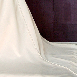 トレーンの裾まで豪華に付いたくるみボタン